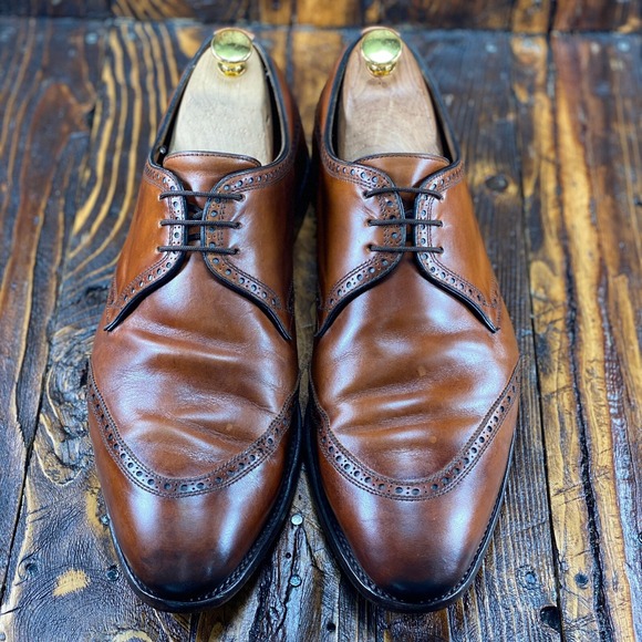 Bontoni Bespoke Men\'s Walnut Leather Derby Dress Shoe Size 13 Wide Made in Italy main image 8